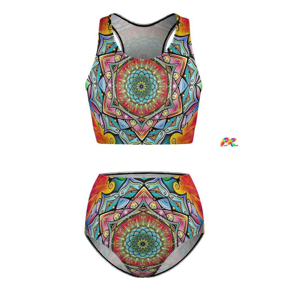 Vibrant Mandala Two Piece High Waist Bikini