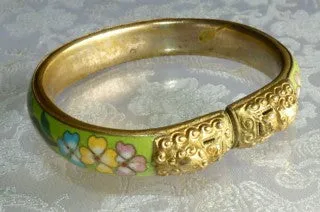 Vintage Cloisonne Oval Bangle Bracelet 66x58mm