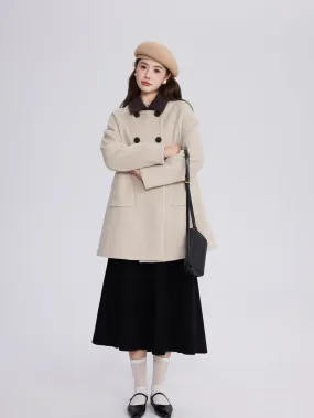 Volstagg khaki woolen coat women's autumn and winter 2023 new high-end short temperament woolen coat