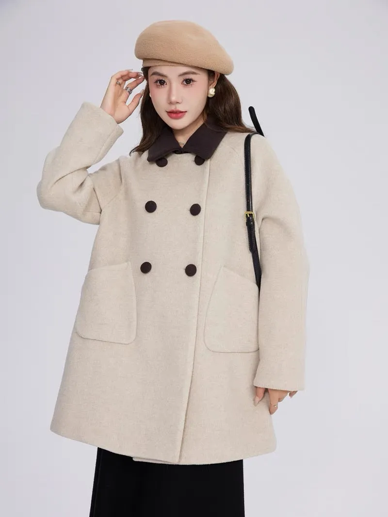 Volstagg khaki woolen coat women's autumn and winter 2023 new high-end short temperament woolen coat