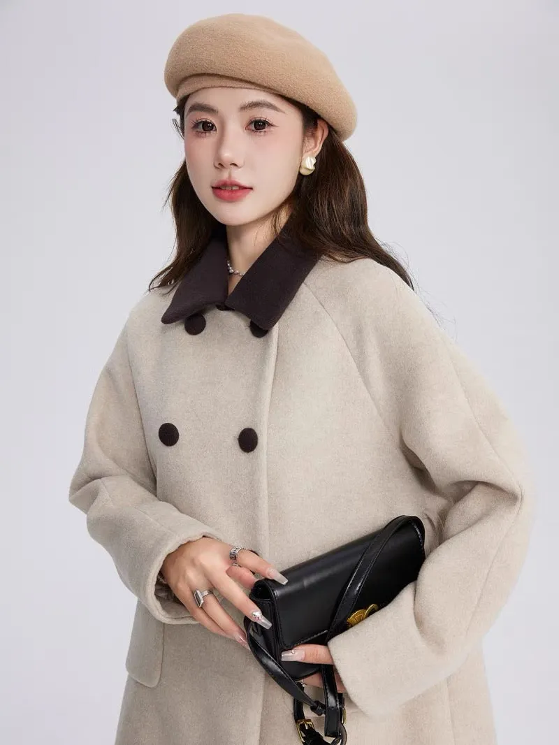 Volstagg khaki woolen coat women's autumn and winter 2023 new high-end short temperament woolen coat