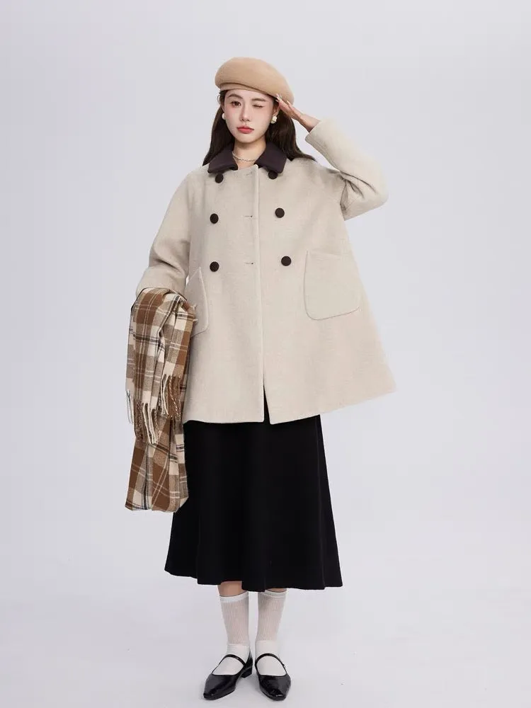 Volstagg khaki woolen coat women's autumn and winter 2023 new high-end short temperament woolen coat