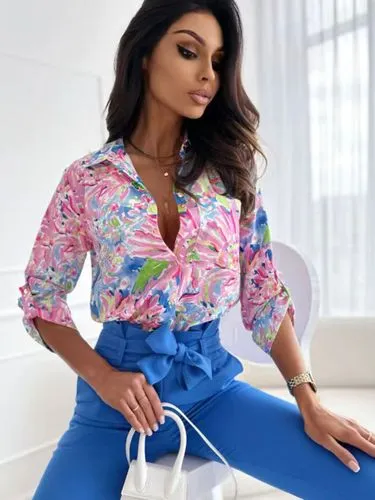 Women's Blouse Long Sleeve Blouses Casual Printing