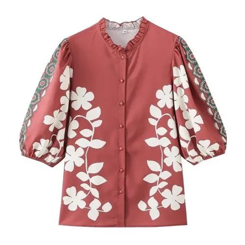 Women's Blouse Long Sleeve Blouses Vacation Flower