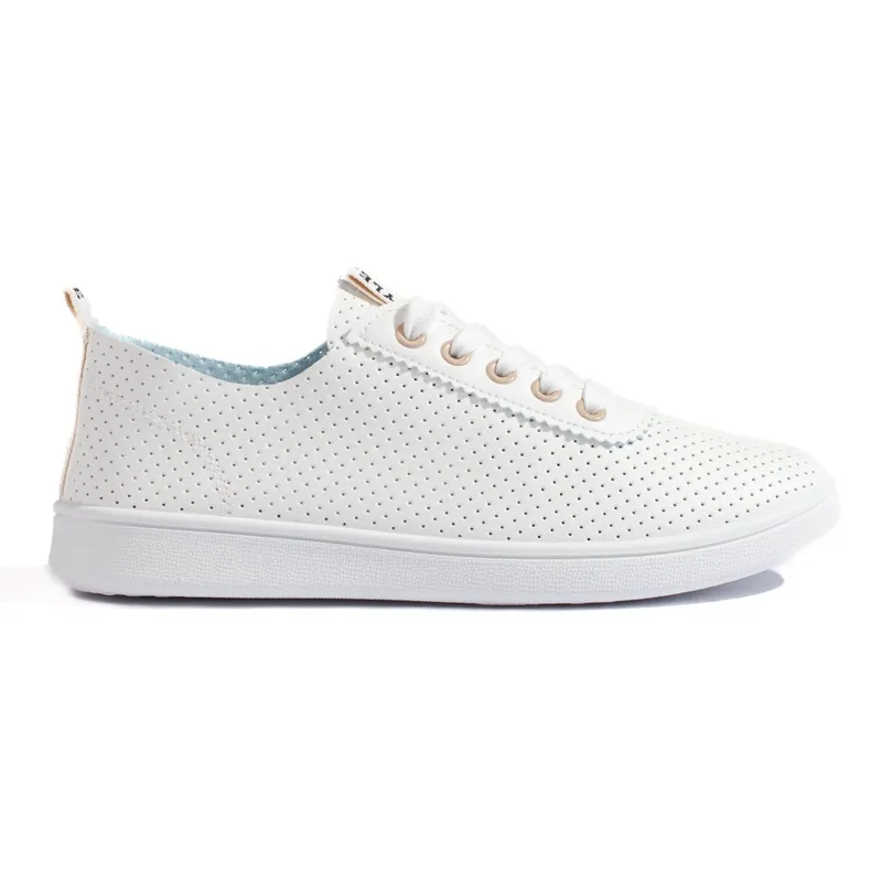 Women's openwork white sneakers