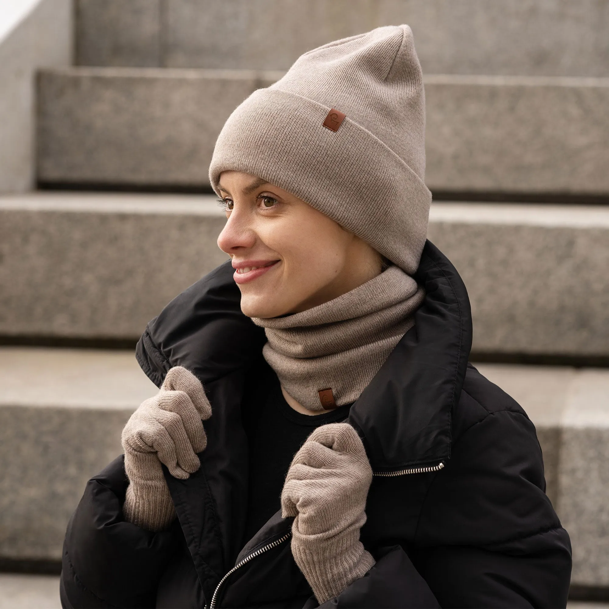 Women's Knit Beanie, Gaiter & Gloves 3-Piece