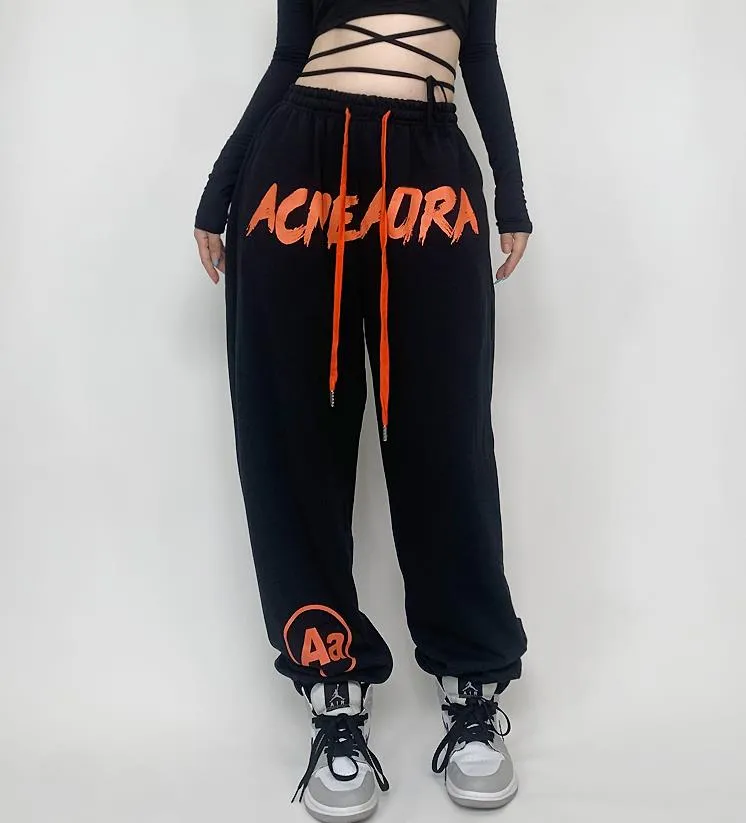 Women's Solid Elastic Waist Hip Hop Loose Streetwear Joggers Pants