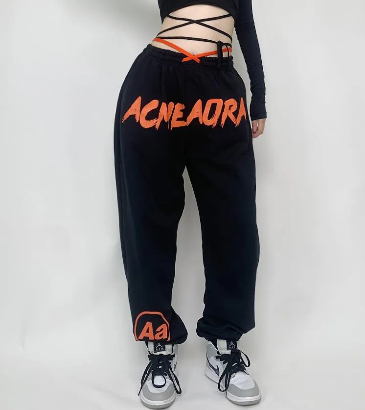 Women's Solid Elastic Waist Hip Hop Loose Streetwear Joggers Pants