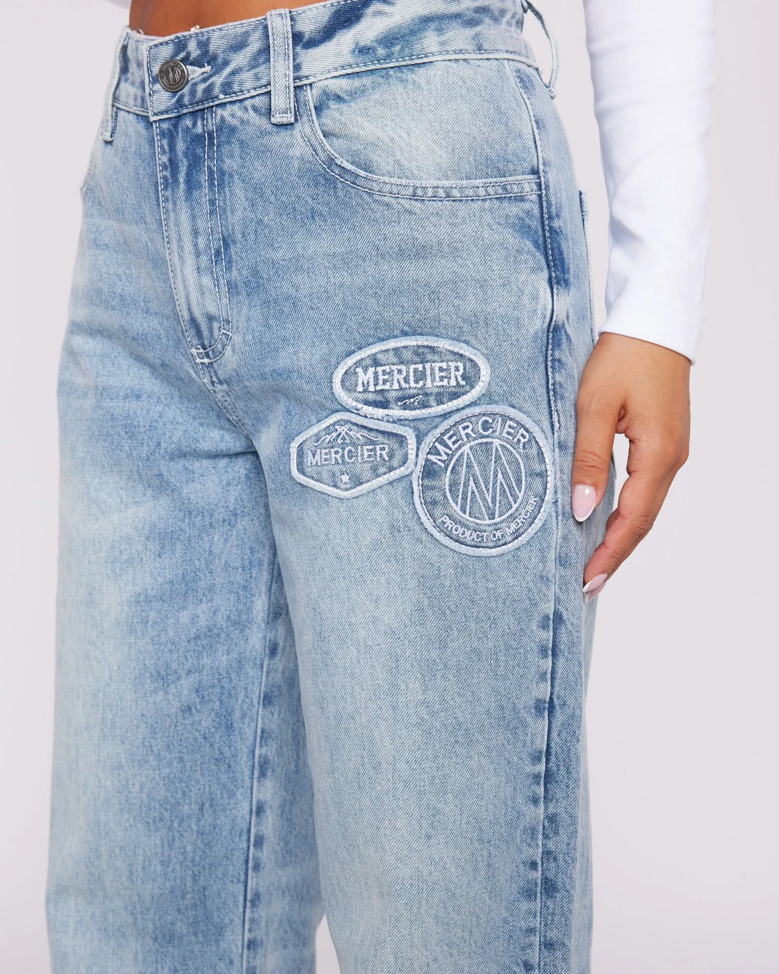 Womens Stonewash OG Denim Stitch Badge Jeans