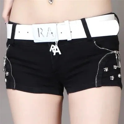 Women's Summer Japanese Punk Goth Rock Skull Low-Waisted Lace-up Shorts