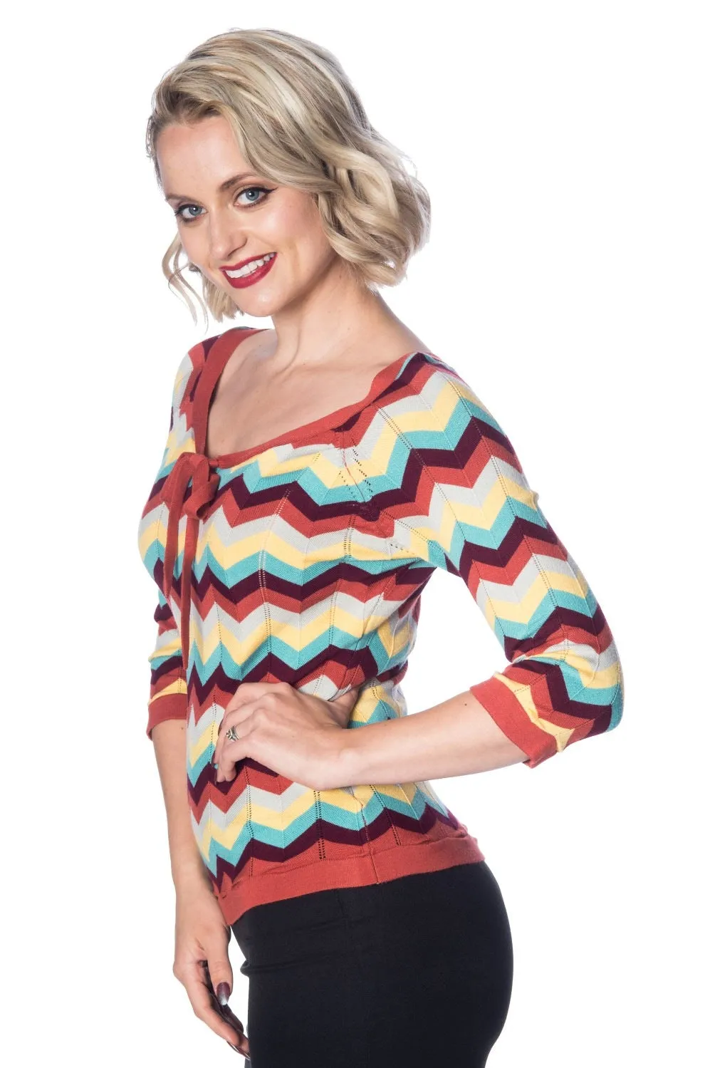 ZOOEY ZIG ZAG BOW FRONT TOP