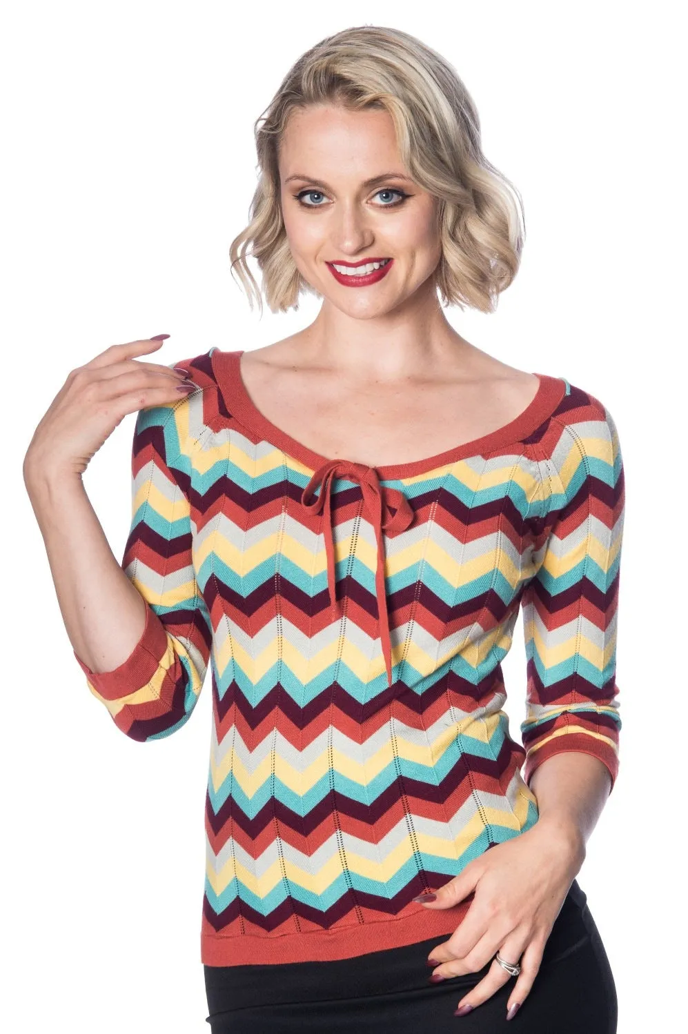 ZOOEY ZIG ZAG BOW FRONT TOP